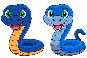 Cartoon Snakes with Green Eyes and, an Animal Illustration by Imamul001