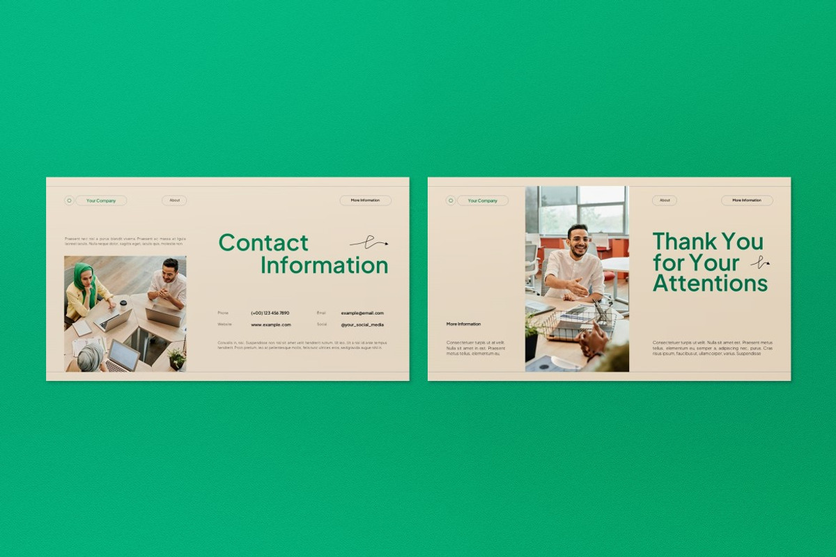 Green Cream Pitch Deck Google Slide, a Presentation Template by graphicook (Photo 8 of 8)