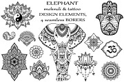 Elephant,decorative elements, a Decorative Illustration by Katika Shop (Thumbnail 3 of 8)
