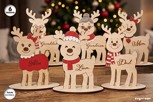 Christmas Reindeer Family SVG Bundle