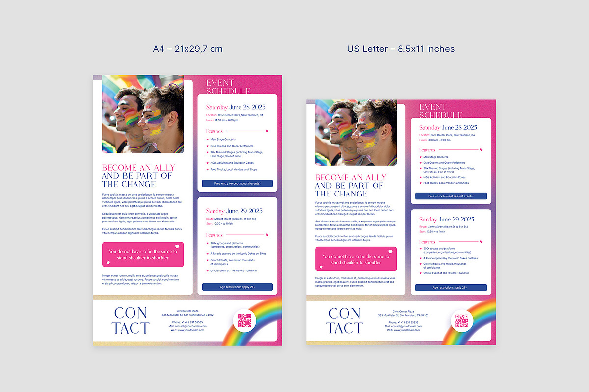 LGBT Parade Flyer Canva Template, a Flyer Template by artbart (Photo 8 of 9)