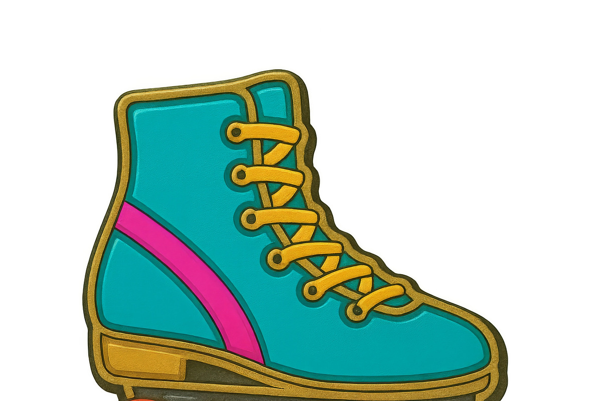 Roller skate enamel pin isolated, pn, an Illustration by Dvoevnore photos