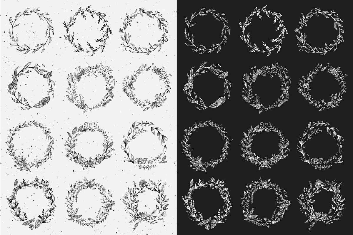 Hand Drawn Floral Wreaths + Elements, an Illustration by Anna Freya (Photo 2 of 8)