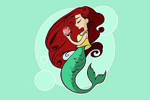 Mermaid With A Pearl. Vector