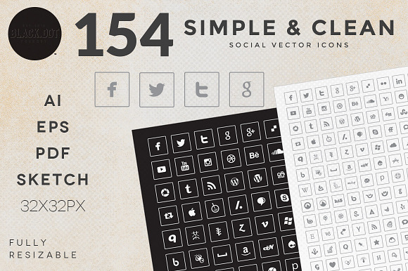 Social Icons 154 Simple Clean