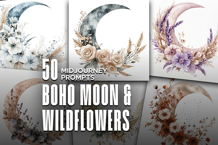 50 Boho Moon & Wildflowers Prompts