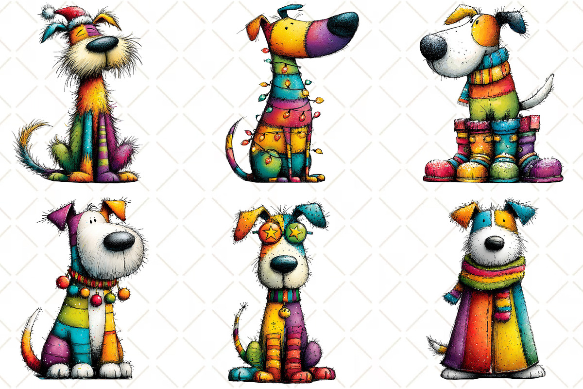 Whimsical Christmas Dog Clipart, an Illustration by Black Bird Studio (Photo 4 of 6)