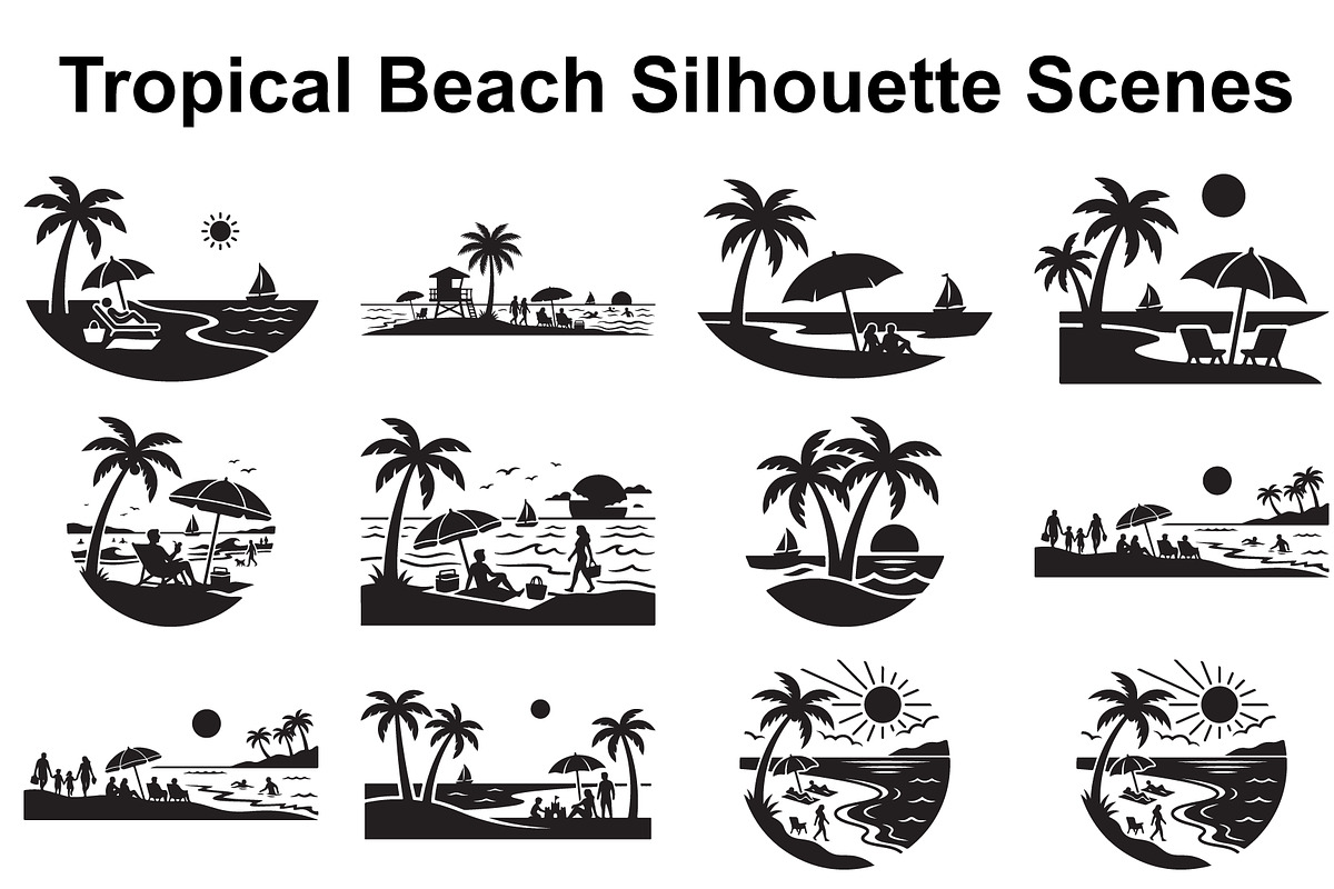 Coastal Paradise Silhouette Set, an Object Graphic by Creativeshirt (Photo 1 of 3)
