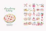 Watercolor strawberry clipart set, a Decorative Illustration by Patishop Art (Thumbnail 2 of 10)