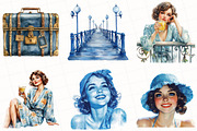 1920s Blue Summer Clipart, an Illustration by OK Design (Thumbnail 4 of 5)