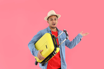 Concept of people with young man on pink background, a Person Photo by AtlasStudio PRO