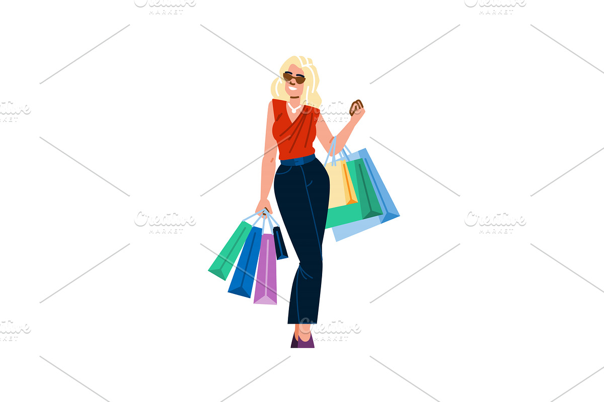 Smiling blonde woman carrying, an Object Illustration by pikepicture