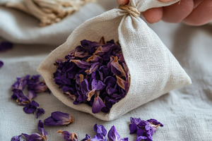 Hand Placing Dried Petals in Sachets, a Beauty & Fashion Photo by Virgo Studio