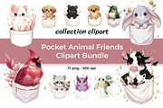 Pocket Animal Friends Clipart Bundle, an Animal Illustration by InkyQueenArt (Thumbnail 1 of 5)