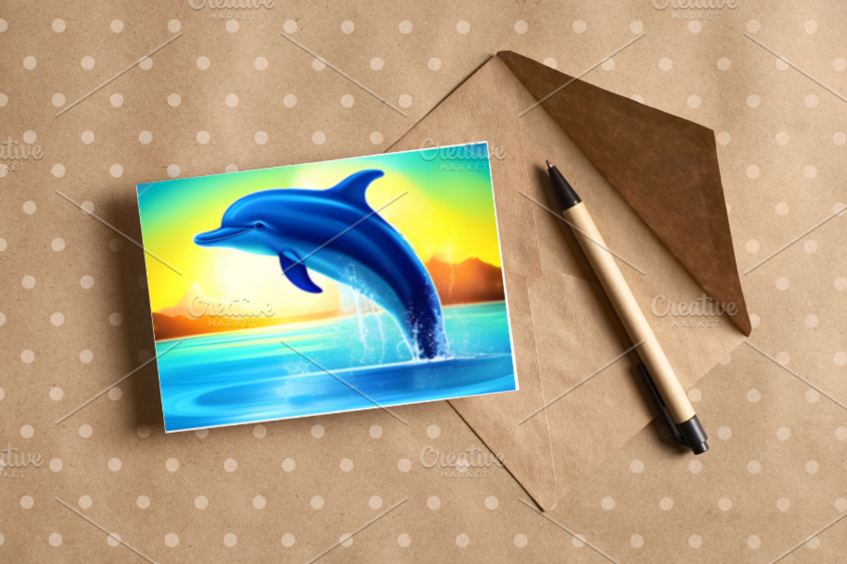 Template, Dolphin, Oceanlife, a Poster Template by Boho Pixel Dust (Photo 3 of 9)