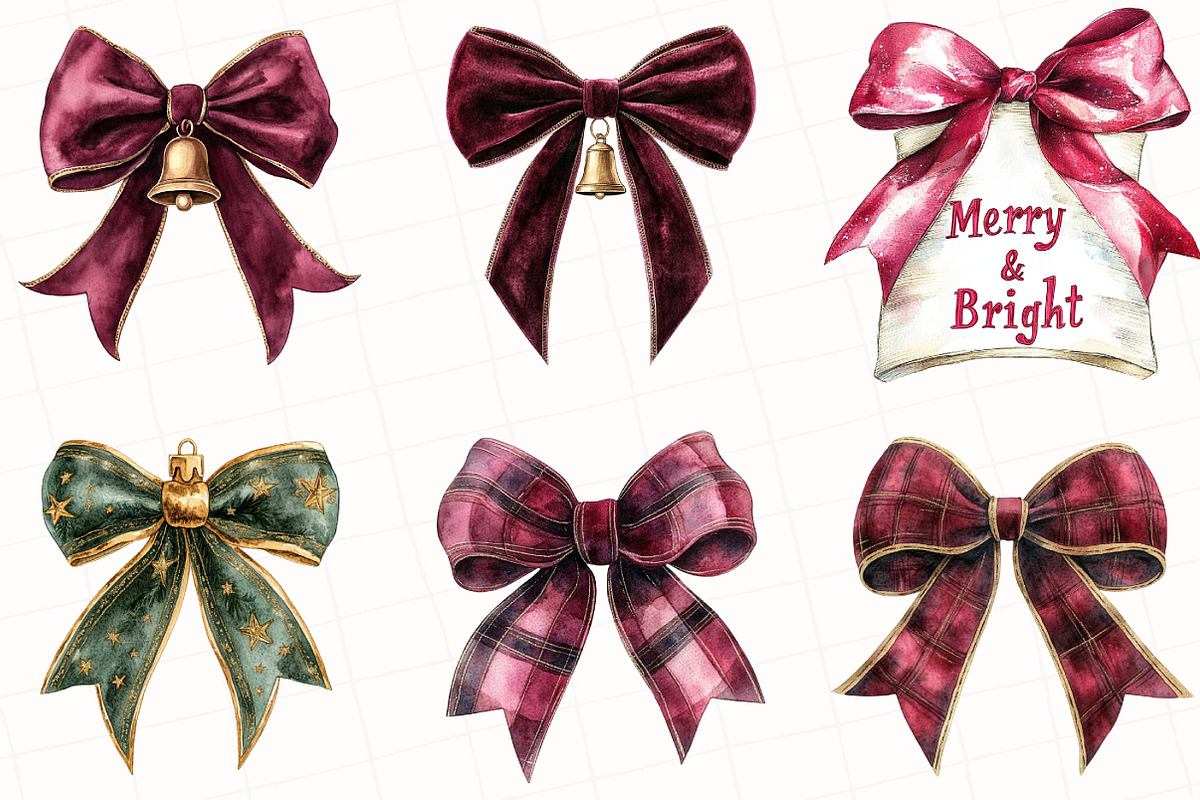 Christmas Bow Clipart, an Illustration by OK Design (Photo 2 of 5)