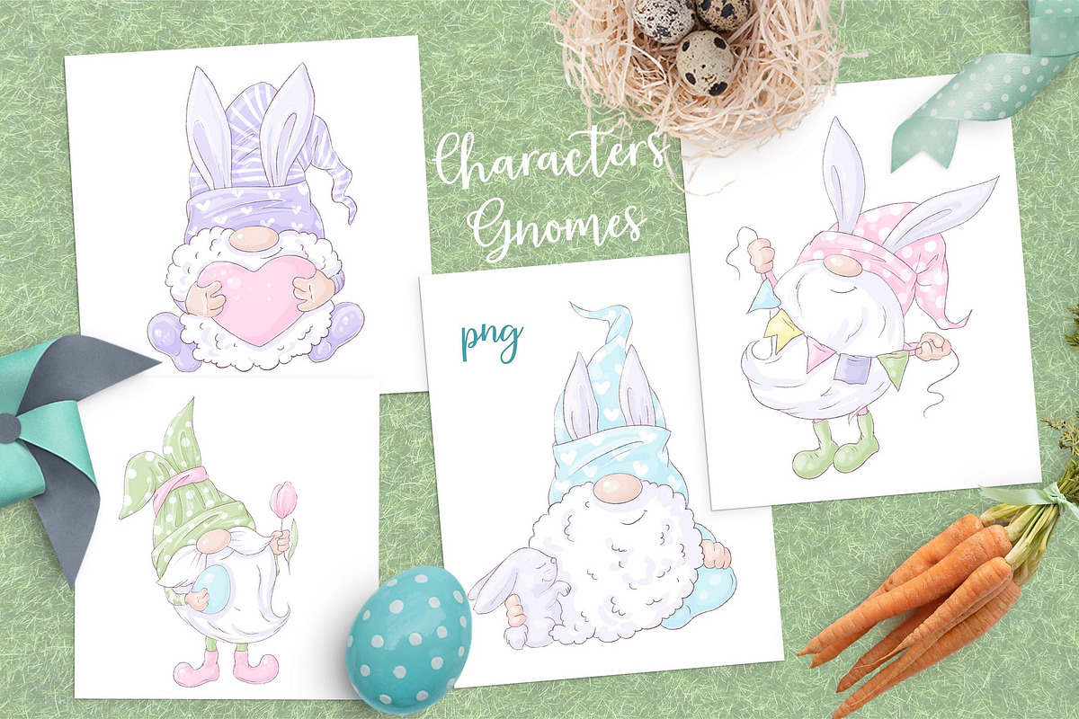 Gnome Easter Digital Clipart., a Decorative Illustration by Yuliya Art (Photo 2 of 9)