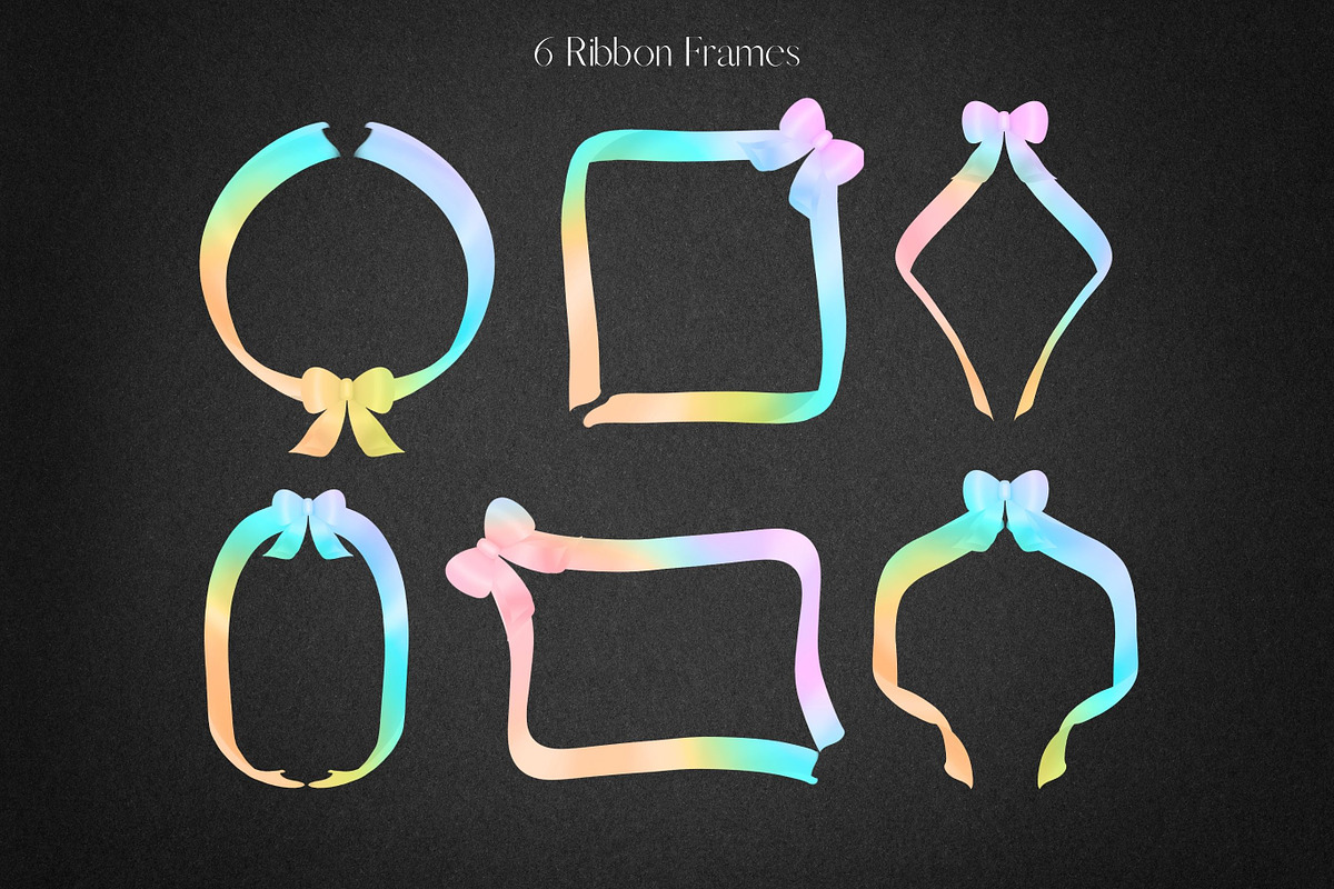 Rainbow Ribbon Frame Clipart, an Illustration by Pixafied