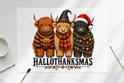 Hallothanksmas Highland Cow PNG, a Seasonal Illustration by Canvas Craft (Thumbnail 6 of 6)