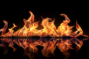 Flames Mirrored On a Reflective, a Background Photo by Hamza067