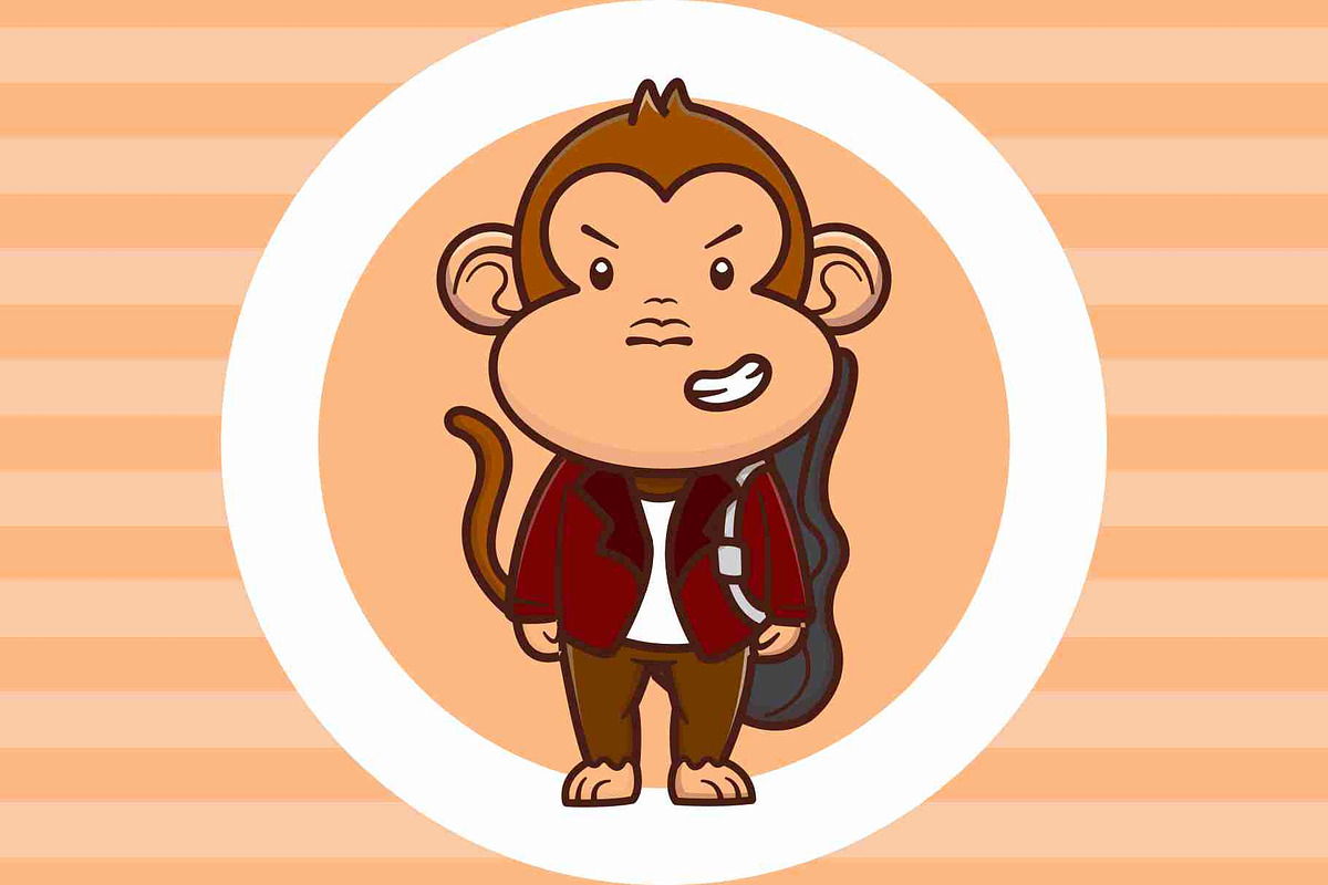 Cute Monkey Suite Carrying Guitar, an Animal Illustration by Artstorystudio (Photo 3 of 3)
