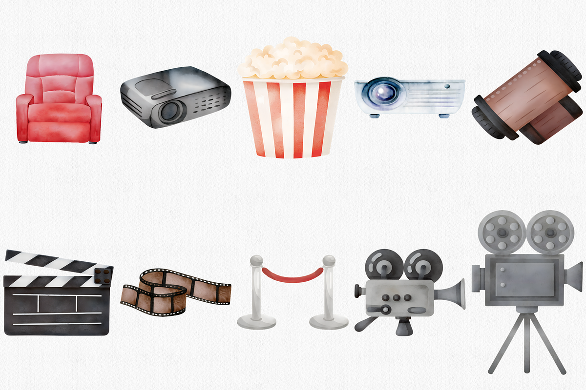 Watercolor Cinema Clipart, Movie PNG, an Illustration by CropUp Creative (Photo 3 of 4)