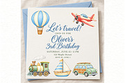 Watercolor Transportation Clipart, a Transportation Illustration by Villa 11 Estudio (Thumbnail 6 of 8)