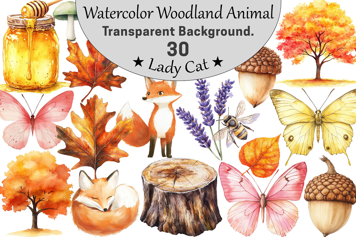 atercolor Woodland Animal PNG, an Illustration by CitraGraphics (Photo 1 of 5)
