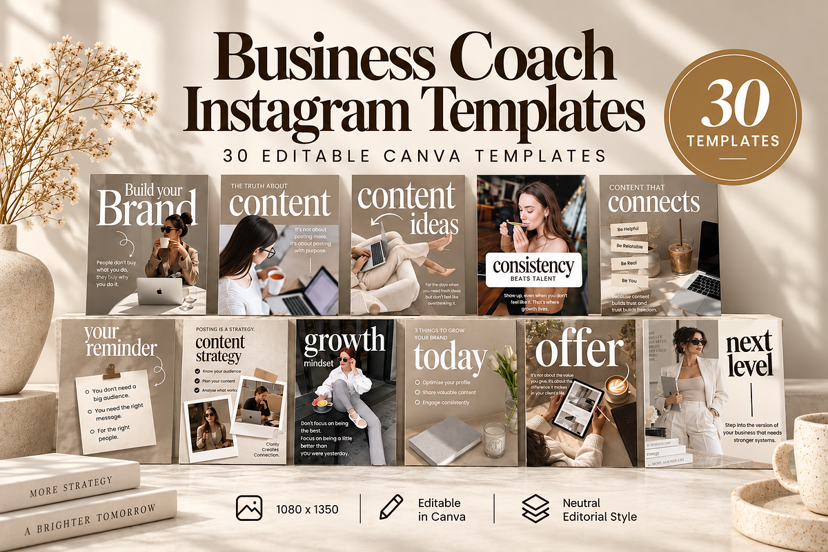 Business Coach Instagram Templates, a Social Media Template by Moeen (Photo 2 of 6)