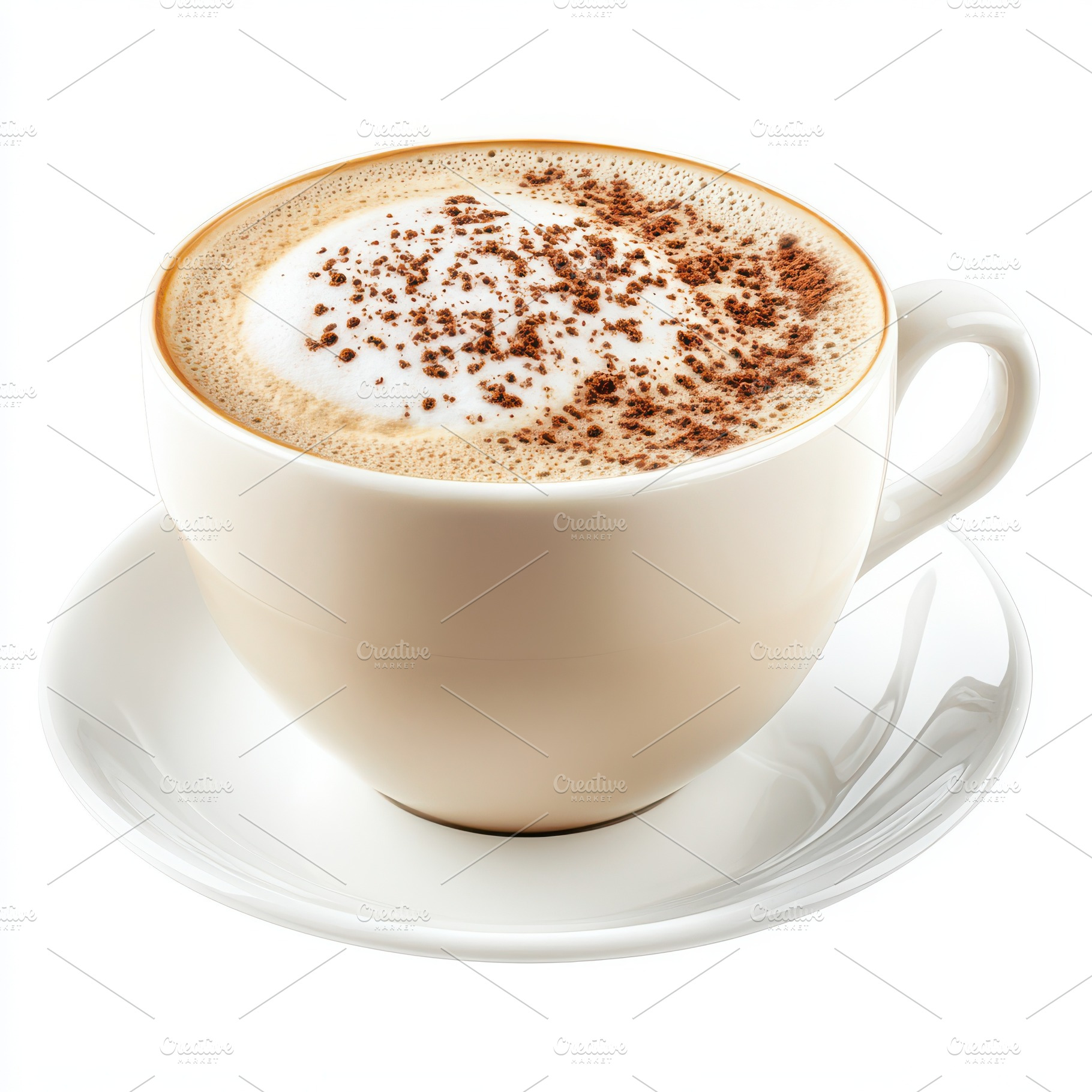 Realistic cappuccino coffee with lat, a Food & Drink Photo by Pixeness Studio