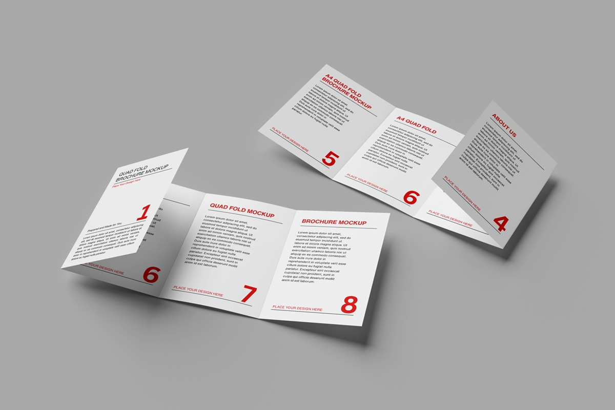 A4 Quad fold Brochure Mockup, an Advertising Mockup by AndikaGraphic (Photo 6 of 6)