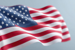 Waving American flag displayed against a light background with vibrant colors a, a Holiday Photo by AlyaAnd