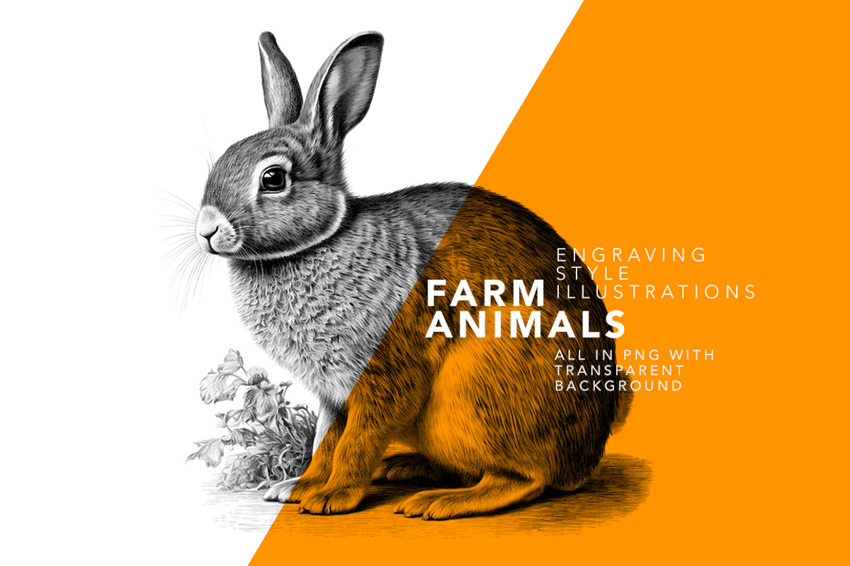 Farm animals - illustrations, an Animal Illustration by Graxaim Mock-up (Photo 2 of 5)
