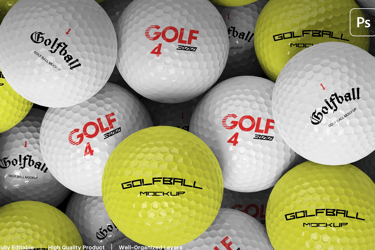 Golf Ball Mockup, a Merchandise Mockup by graphicsauce (Photo 1 of 4)