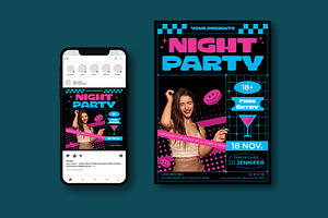 Night Party Flyer, a Flyer Template by iDoodle Studio