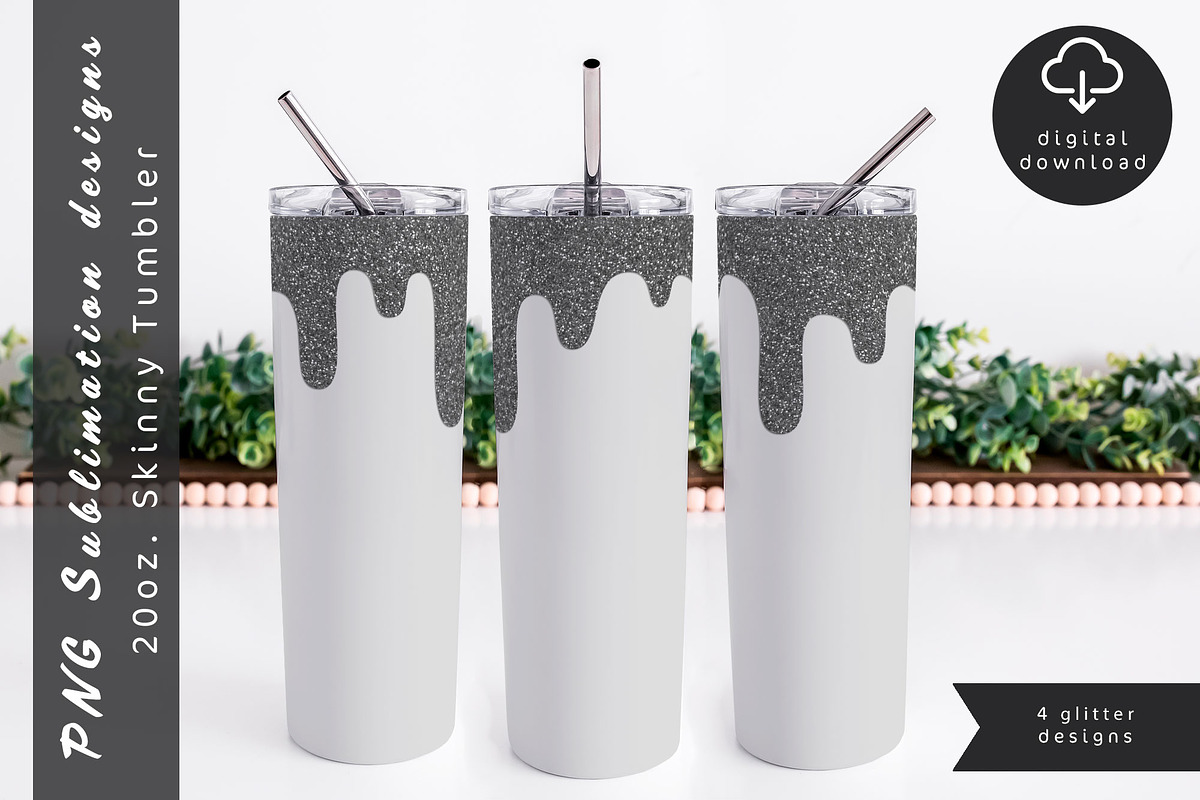 Silver glitter 20oz Skinny Tumbler, an Object Graphic by AnastasiaWatercolor (Photo 1 of 6)