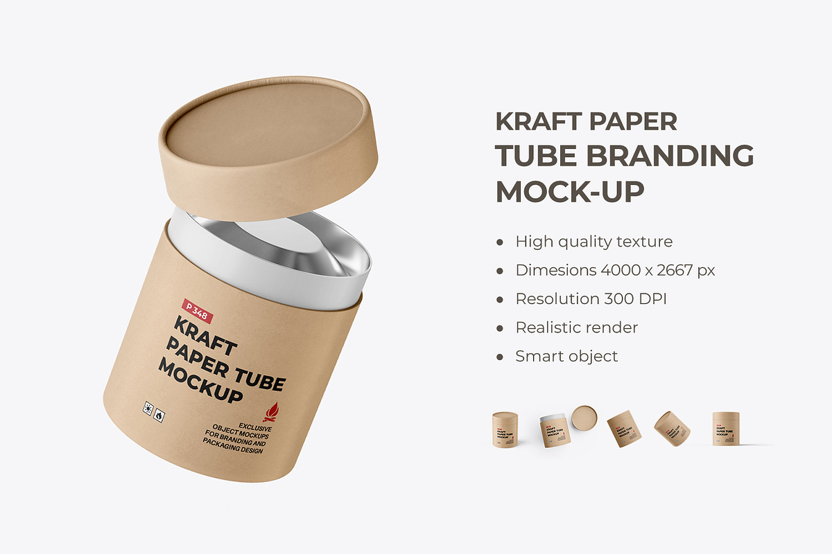 Kraft Paper Tube Branding Mockup, a Packaging Mockup by Ram Studio LLC (Photo 1 of 7)
