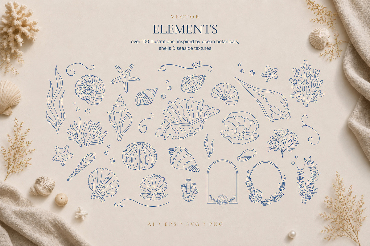 Ocean Muse — Coastal Branding Kit, an Object Graphic by AnnMsl Lab (Photo 2 of 7)