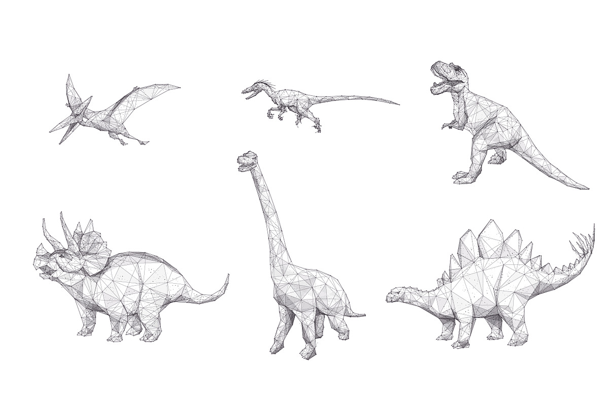 Set of 6 top dinosaurs in poly style, an Animal Illustration by ANTON KHRUPIN ART (Photo 2 of 8)