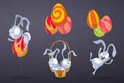 Easter Rabbits with Easter balloons, an Animal Illustration by yuanden graphics (Thumbnail 3 of 4)