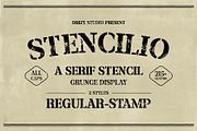 Stencilio – Serif Stencil Grunge, a Serif Font by Drizy (Thumbnail 1 of 10)
