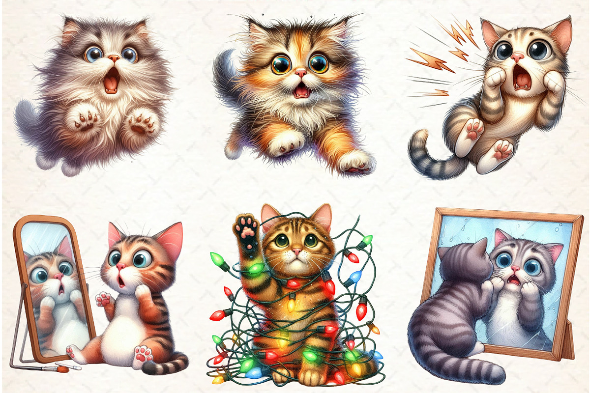 Surprised Funny Crazy Cat Clipart, an Illustration by Libby Wishes (Photo 4 of 7)