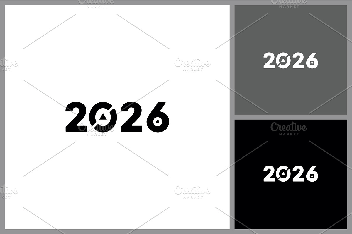 2026 Year Text Icon for New Year, a Branding & Logo Template by quadrazo