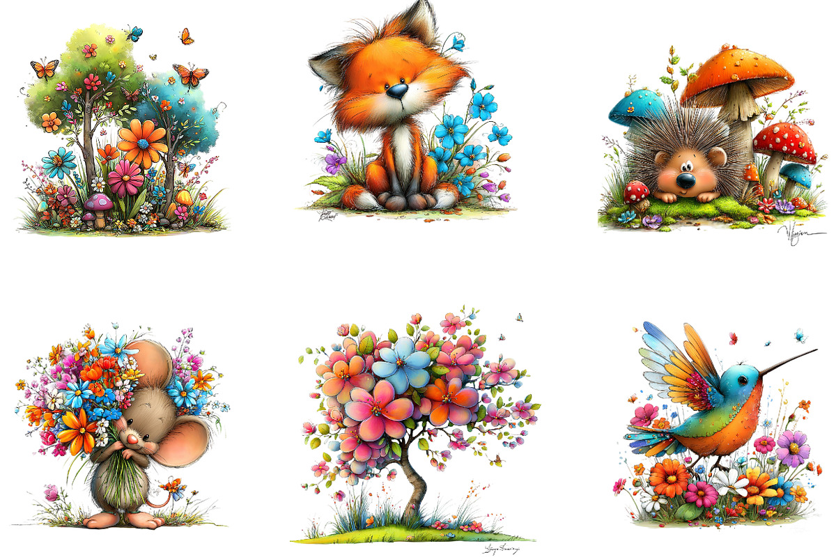Spring Forest Watercolor Clipart, a Seasonal Illustration by CreationArt (Photo 4 of 4)