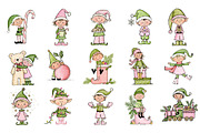 Christmas Elves PNG Clipart Bundle, a Seasonal Illustration by Nicolle's Colorful Art (Thumbnail 4 of 6)