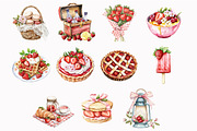 Watercolor Strawberry Picnic Clipart, a Seasonal Illustration by Design Market (Thumbnail 5 of 5)