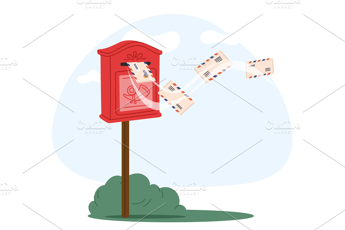 Open mailbox with envelopes of, an Illustration by Vectorbuum