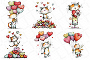 Quirky Valentine Cats Clipart, an Illustration by DreamPrint404 (Thumbnail 3 of 6)