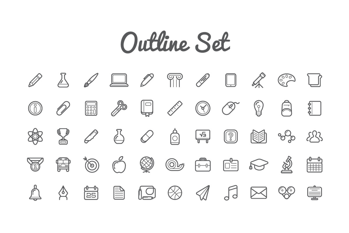 Awesome Education Icons and Logo Set, an Outline Icon by Ckybe's Corner (Photo 3 of 4)