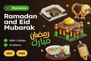 3D Ramadan and Eid Mubarak, an Object 3D Model by Creative Perspective